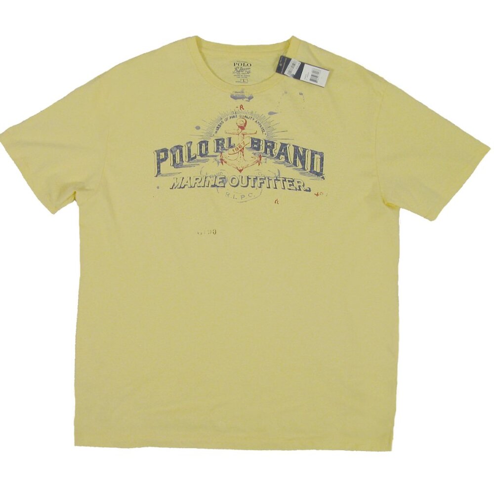 NEW Vintage Polo Ralph Lauren T Shirt! Yellow Nautical Marine Outfitter Anchor